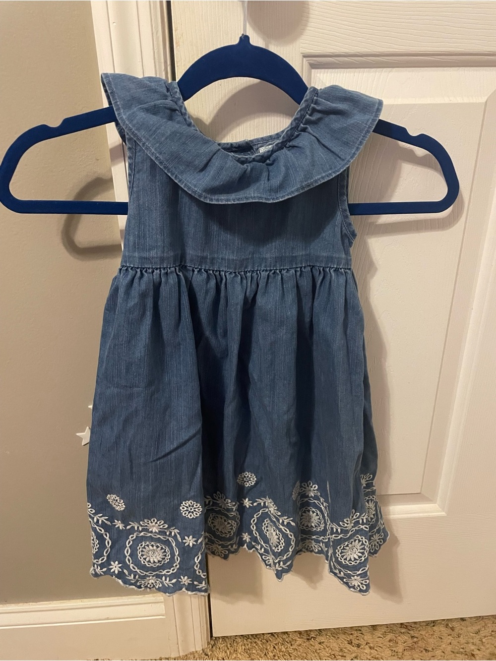 Old Navy Blue Denim Embroidered Sundress